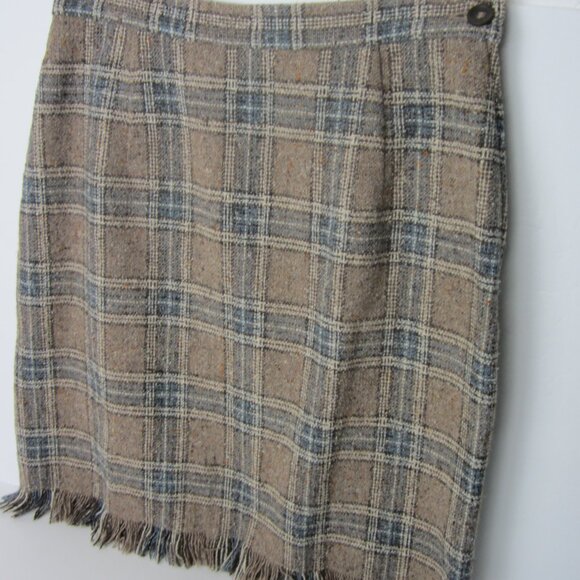 Sandwich Mini Skirt Plaid Tweed Fringe Hem Vintage Size EUR 38 US 4 - Picture 1 of 5